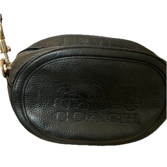 Coach Horse & Carriage Crossbody Bag Embossed Logo Black Leather Red Purse - Picture 14 of 16